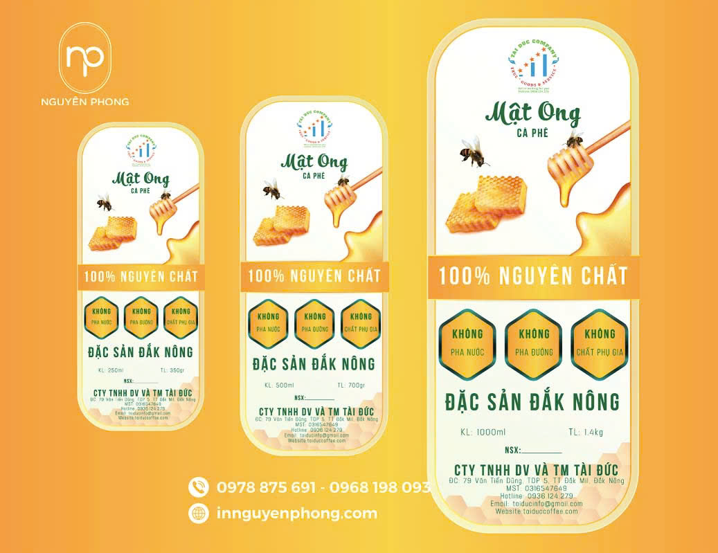 Mẫu tem dán lọ mật ong đẹp 